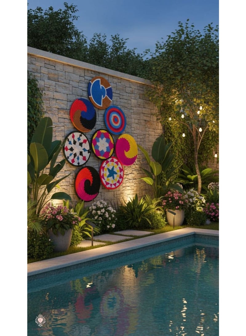 Colorful Handwoven African Wall Baskets – Modern Boho Woven Basket Wall Art Decor – Vibrant Geometric Patterned Rwanda Style Decorative Plates for Living Room, Bedroom & Gallery Walls - Image 5